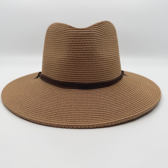 Furtalk Accessories - Summer Straw Sun Hat Womens Wide Brim Panama Fedora Beach Wind Lanyard UPF50+
